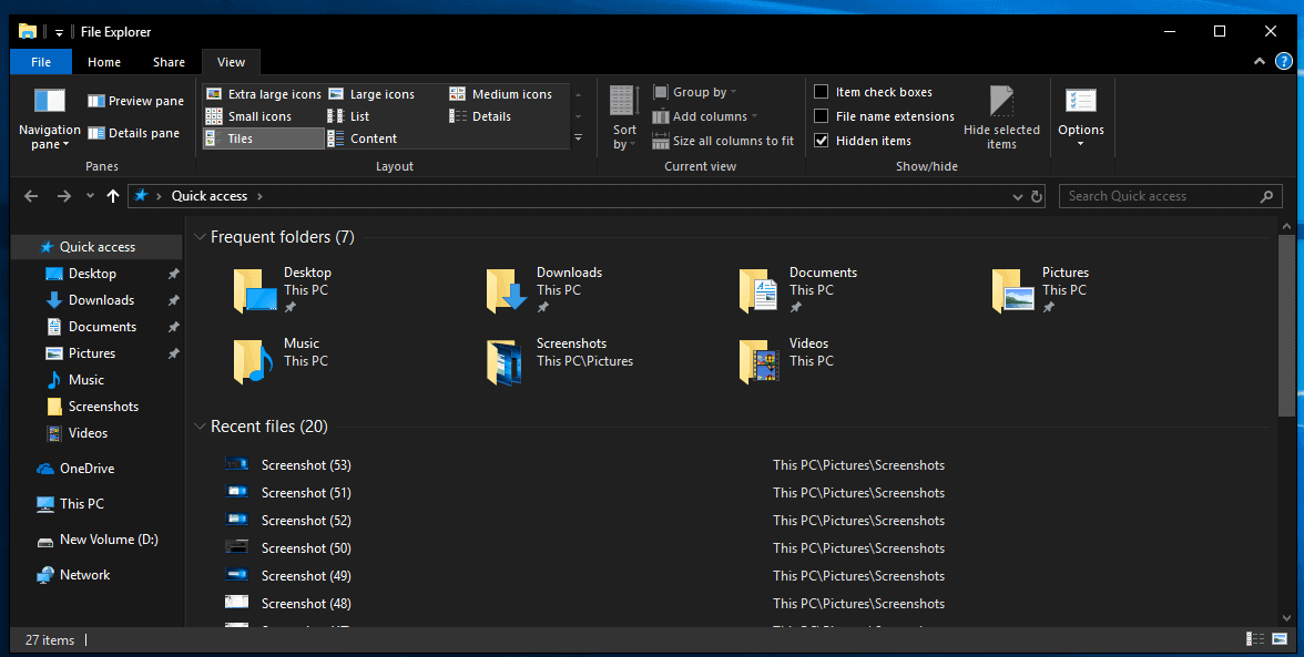 dark mode file explorer