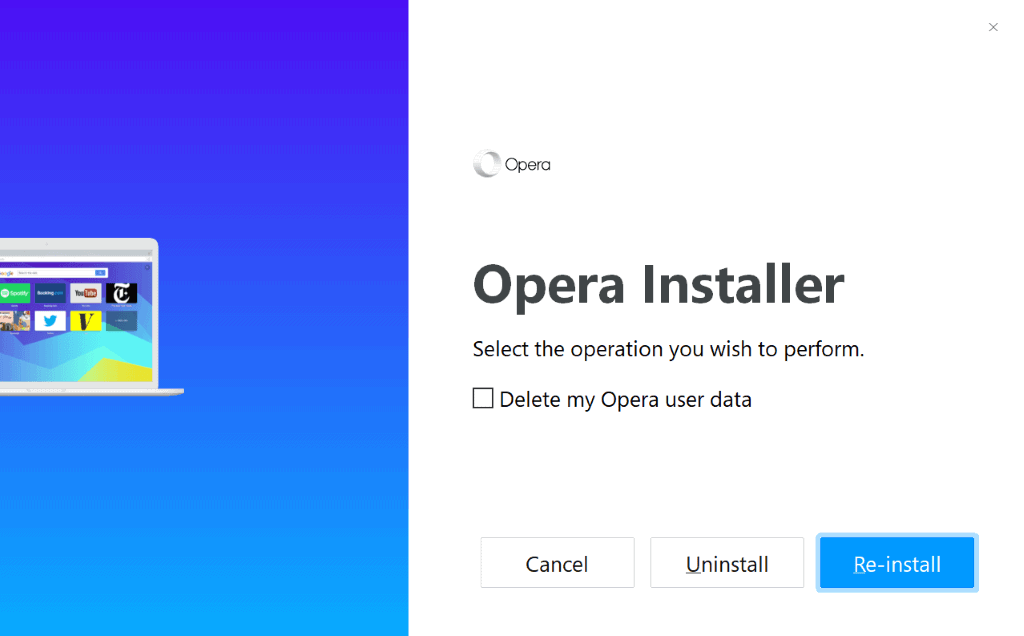 opera uninstall new