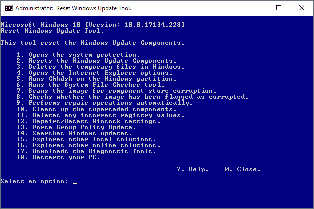 reset windows update agent script