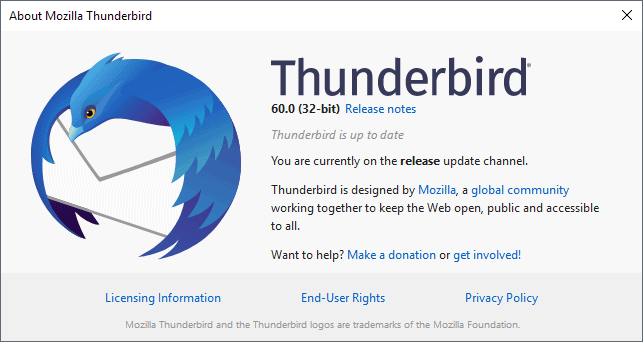 thunderbird version