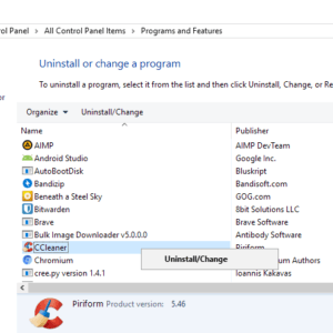 uninstall ccleaner