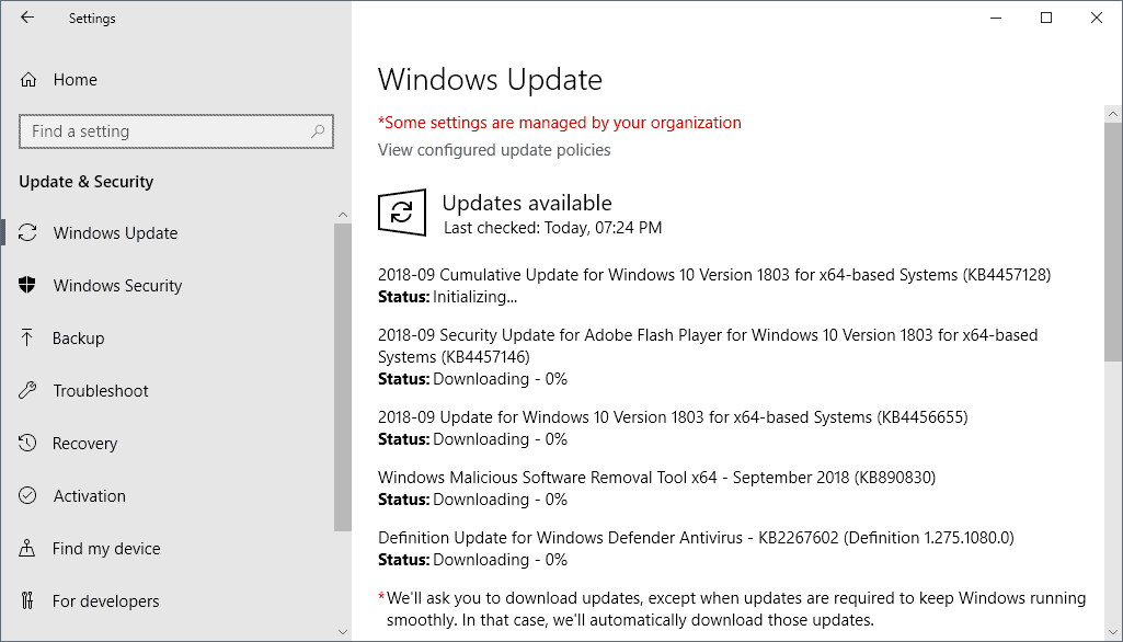 Microsoft Windows Security Updates September 2018 release overview