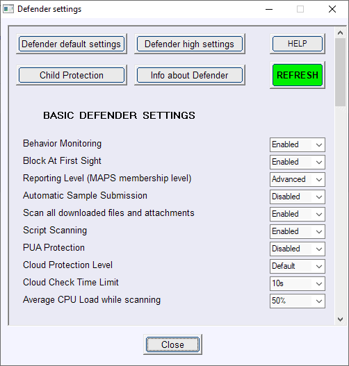 configure defender windows