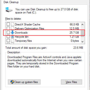 disk cleanup downloads