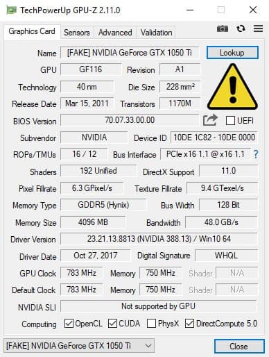 Latest GPU-Z detects some fake NVIDIA cards