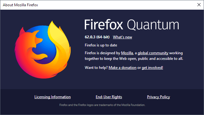 Firefox 62.0.3 is a security update