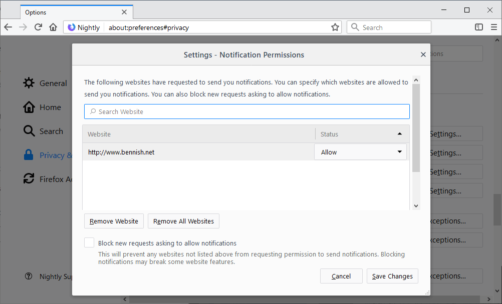 firefox notifications