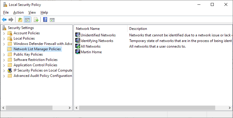 network list manager secpol