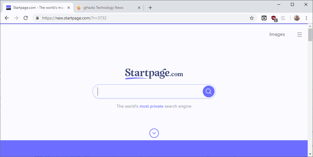 startpage default