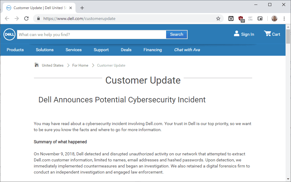 dell incident passwords