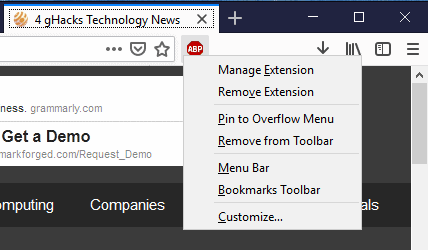 firefox remove extension