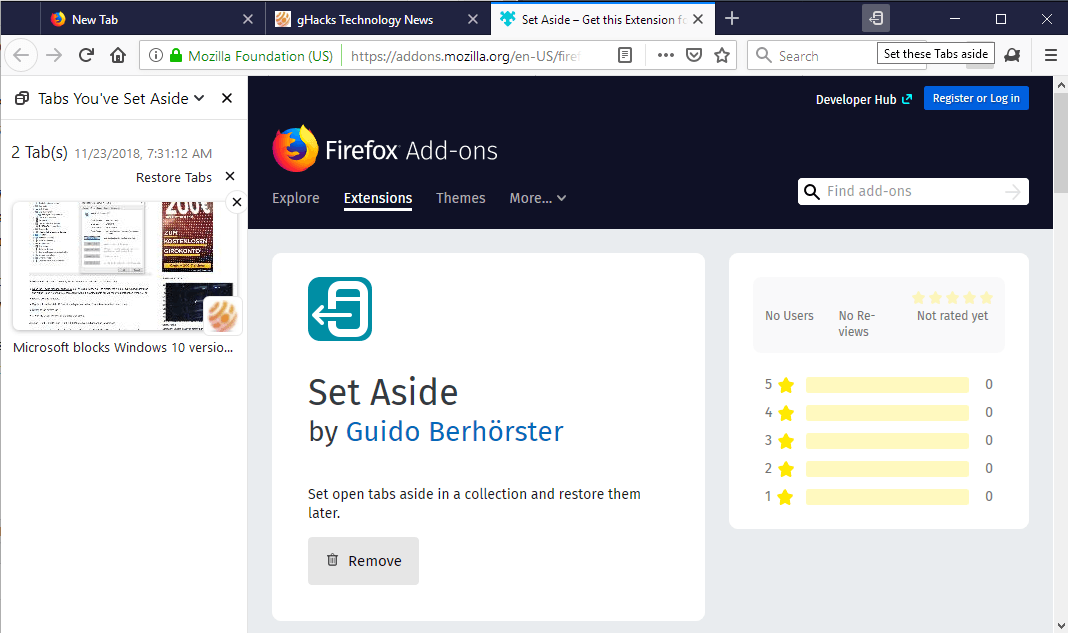 firefox set tabs aside