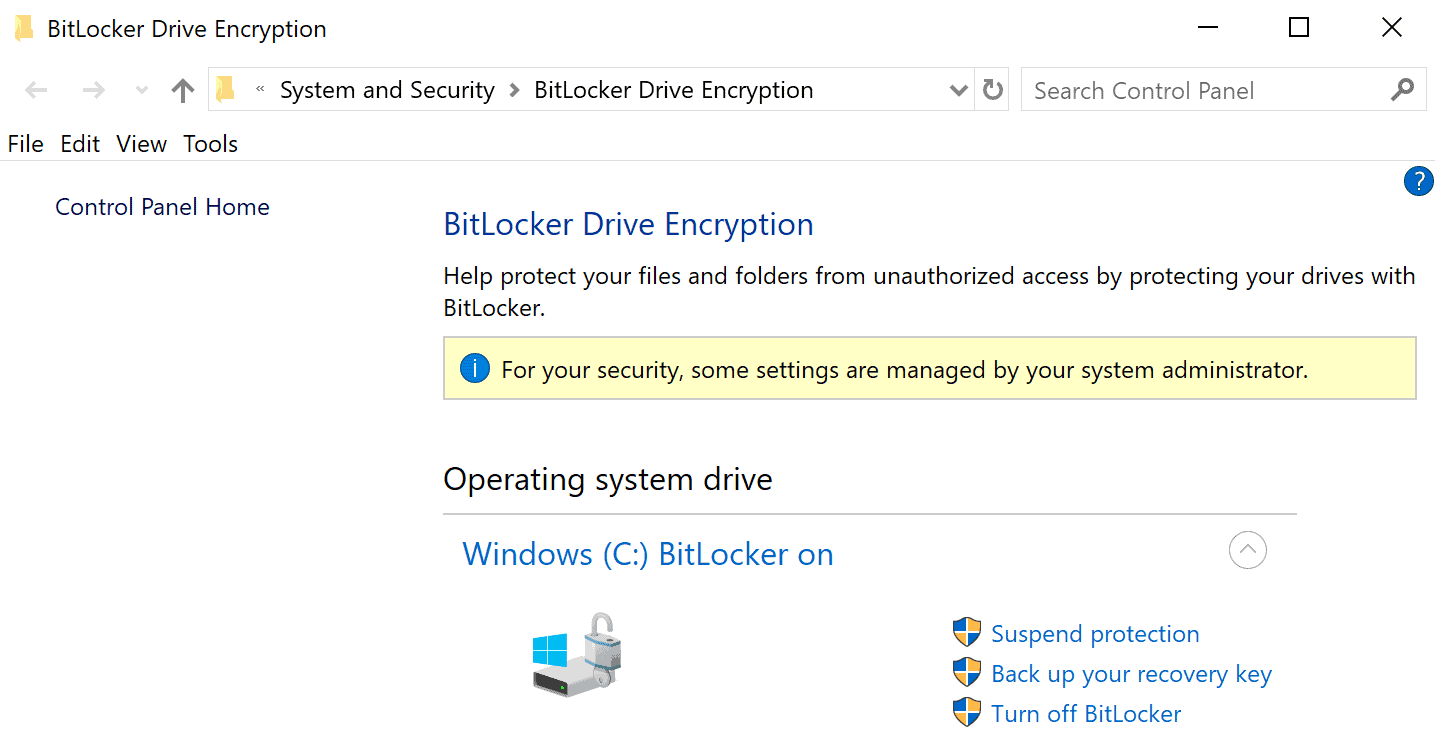 turn off bitlocker