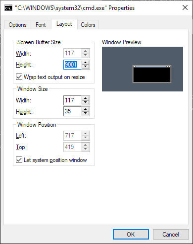 window size position