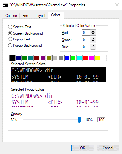 windows command prompt colors