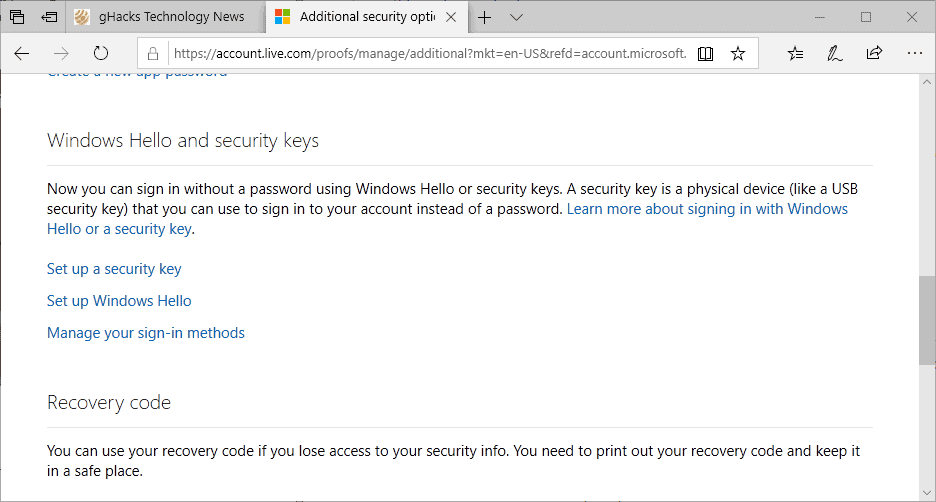 windows hello security keys sign-in setup