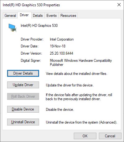 windows modern driver intel