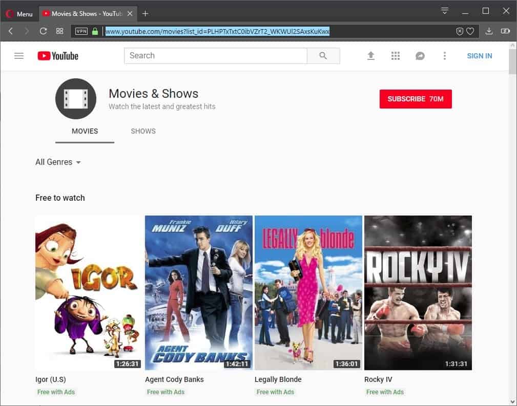 youtube free to watch movies