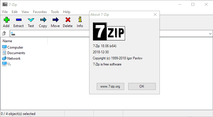 7-zip 18.06 file archiver