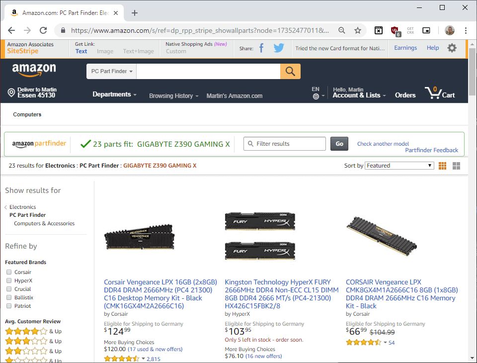 amazon partfinder suggestions