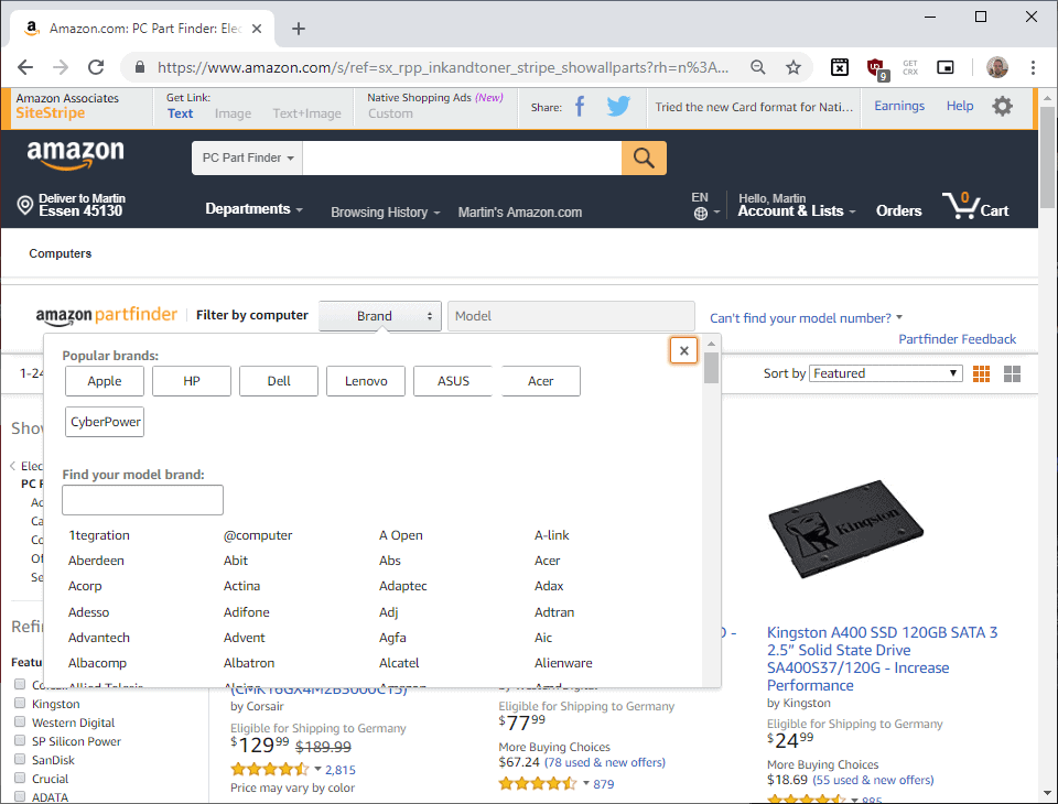 Amazon Partfinder checks PC component compatibility