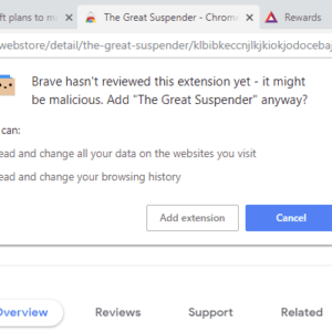 brave extensions chrome warning