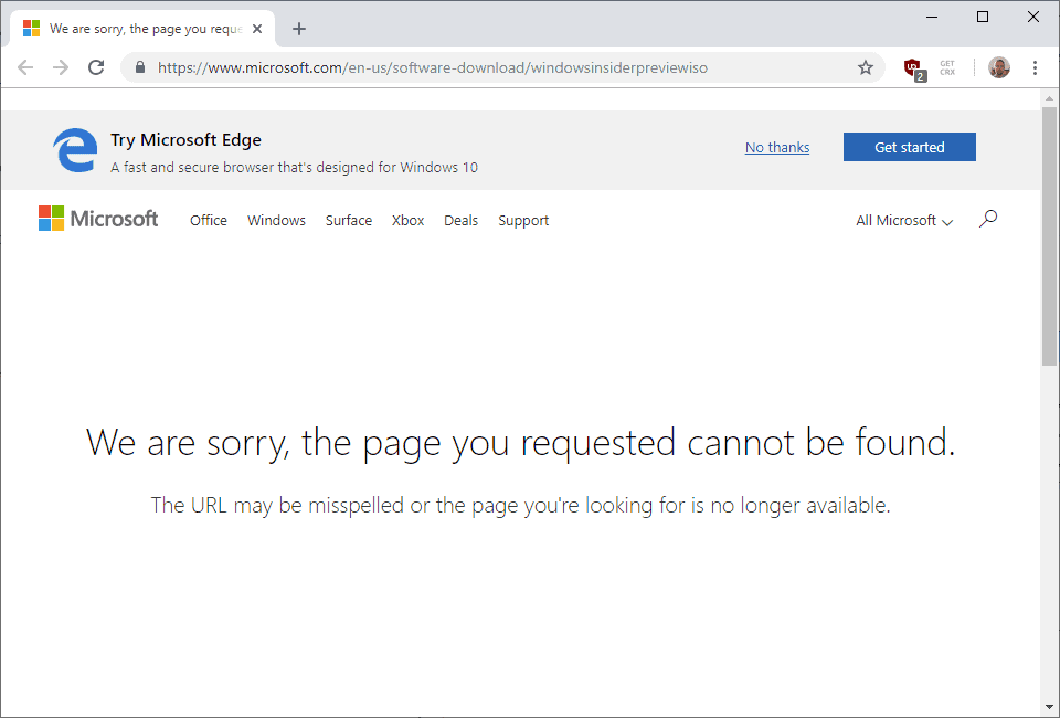 chrome sorry page requested