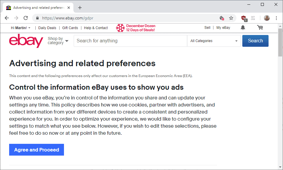 ebay advertising preferences