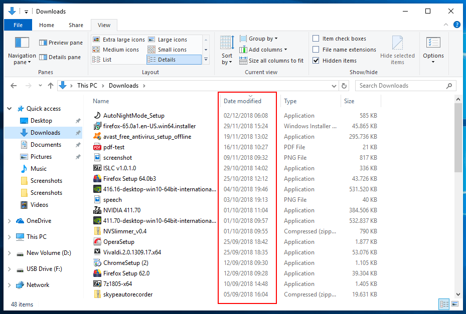 file explorer old date format