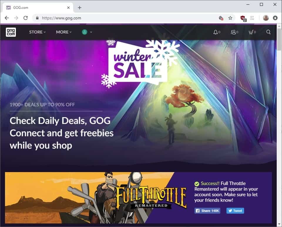 Winter Games Sale on gog.com has started