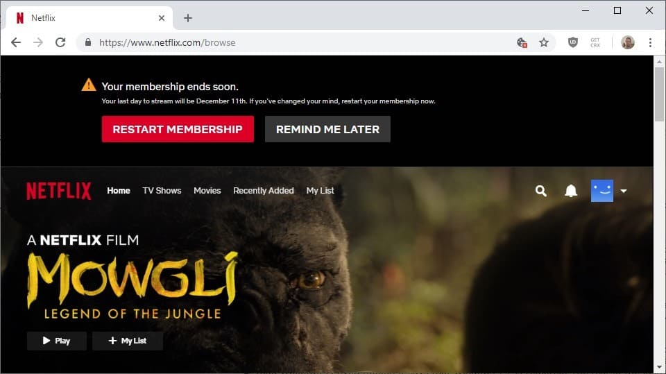 netflix membership end