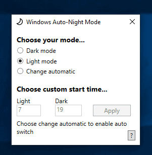 windows 10 auto-night mode