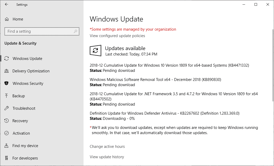 windows updates 2018 december