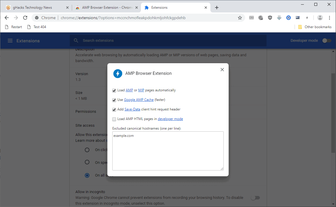 amp browser options