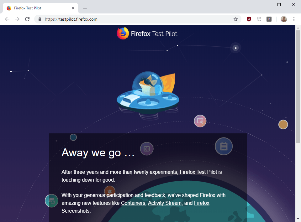 firefox test pilot end