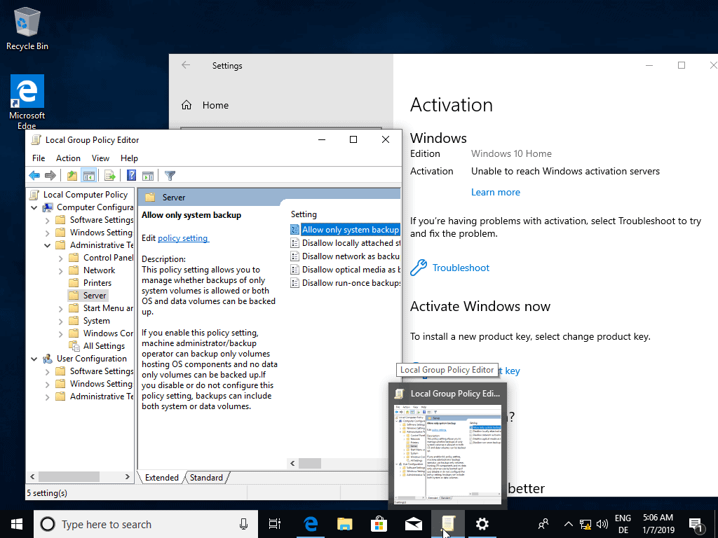 windows 10 home group policy editor