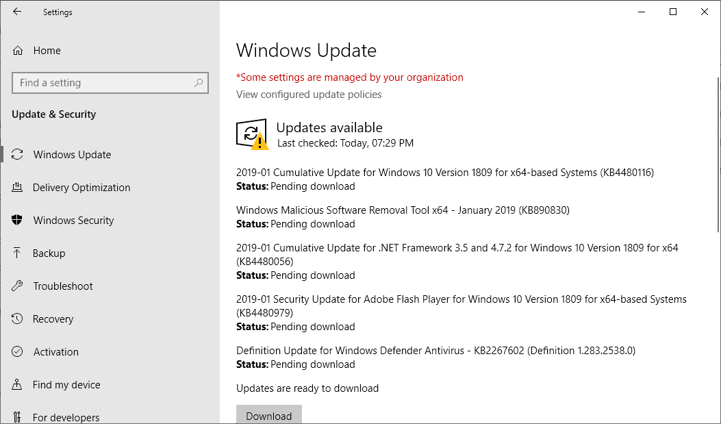 windows updates january 2019