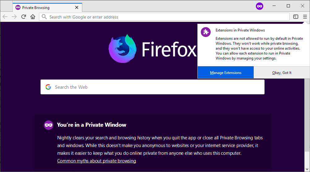 Enable a Firefox Extension in Private Browsing Mode