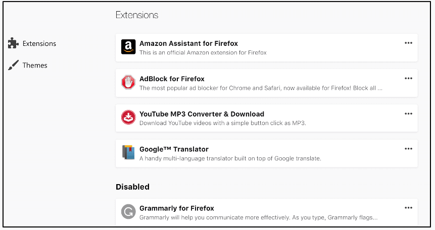 firefox addons manager mockup