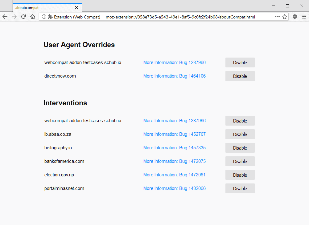 firefox web compat overrides interventions