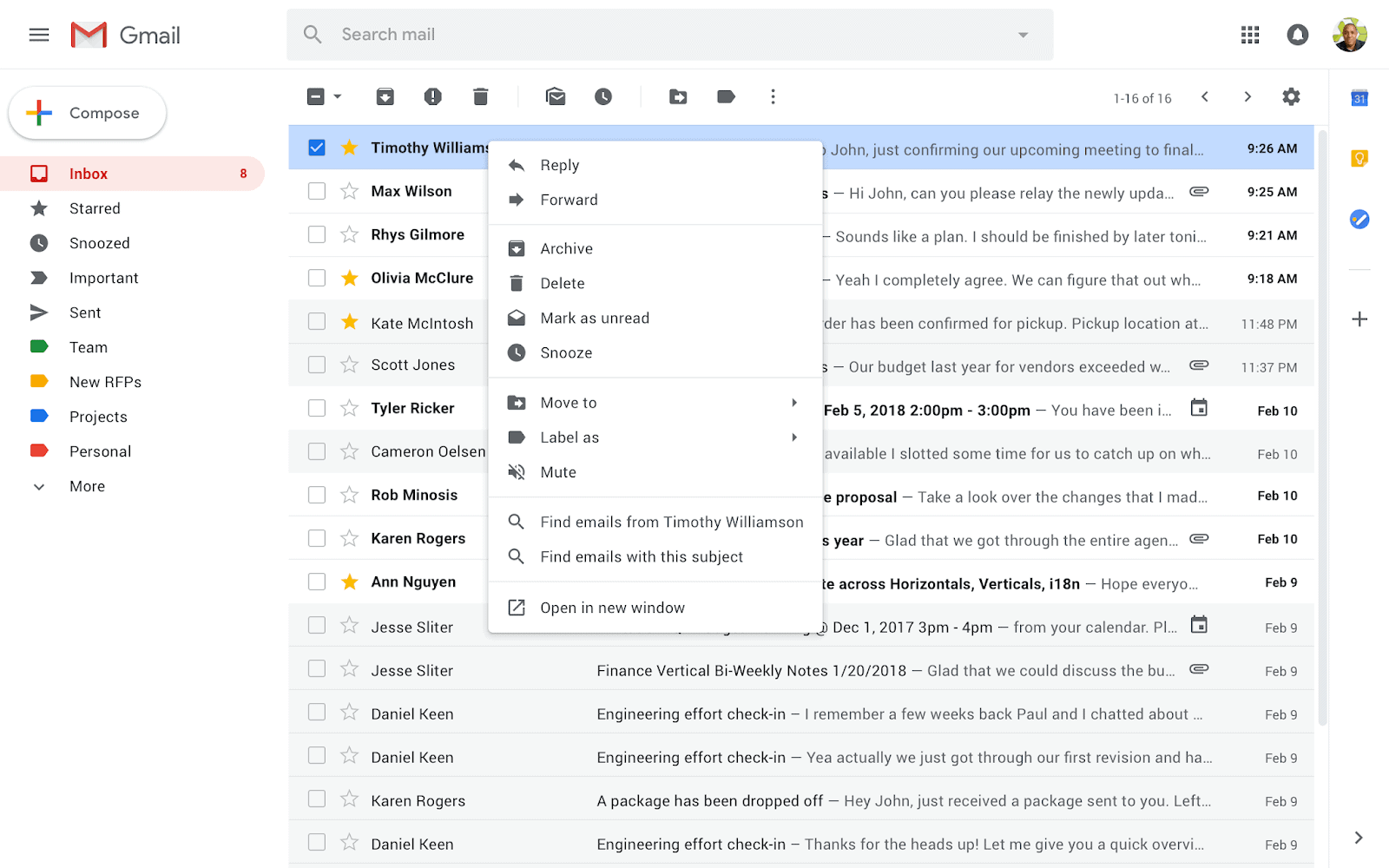 gmail right-click