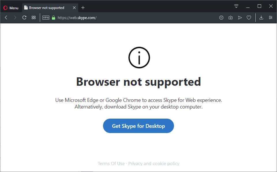 firefox opera not supported skype