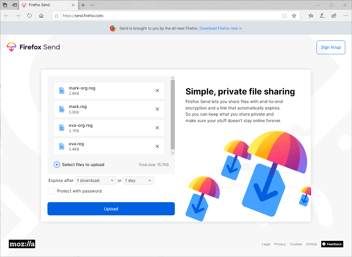 firefox send files