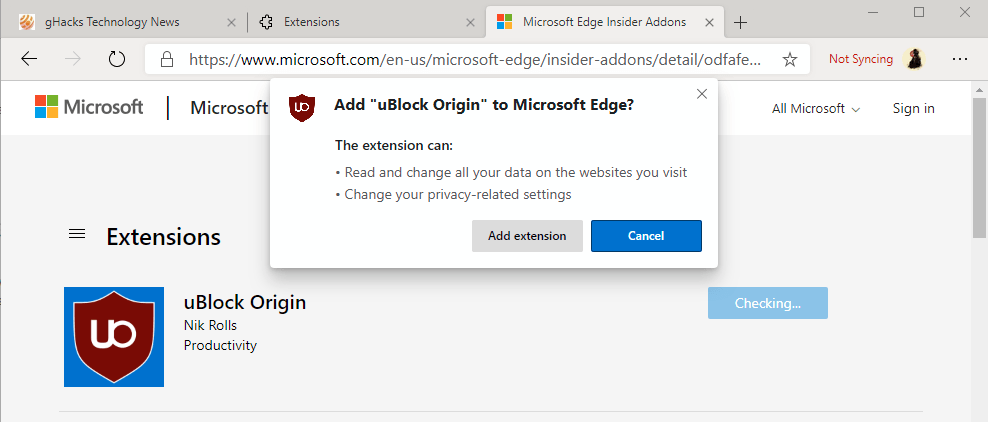 install extensions edge