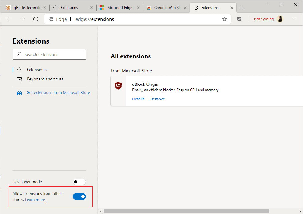 microsoft edge chromium extensions chrome