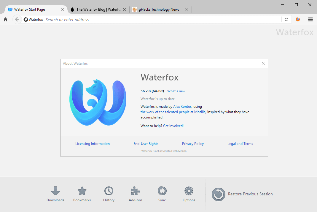 Waterfox 56.2.8: improved web compatibility, security patches, new logo