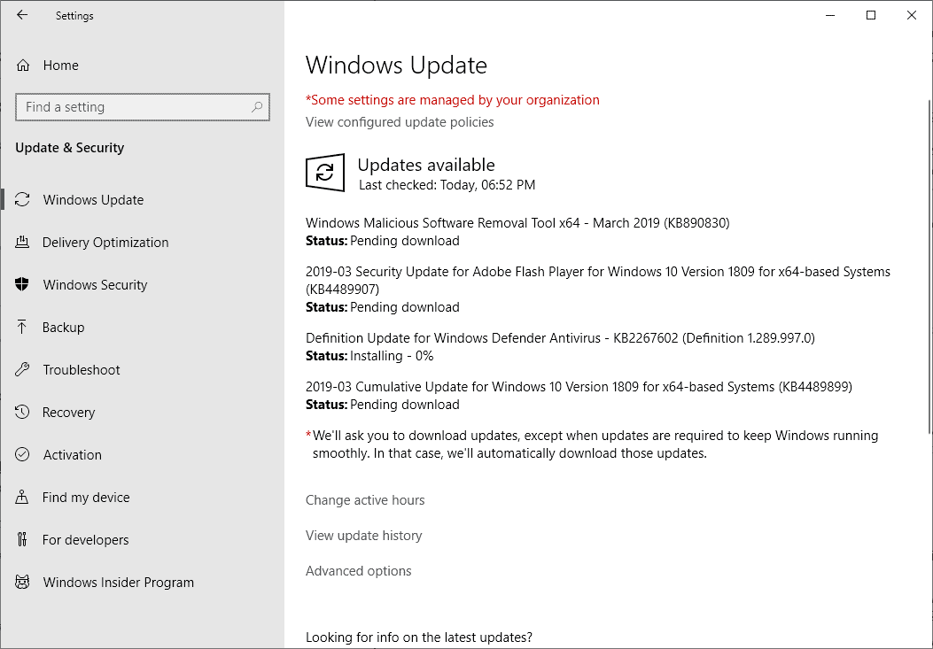 windows update 2019 march