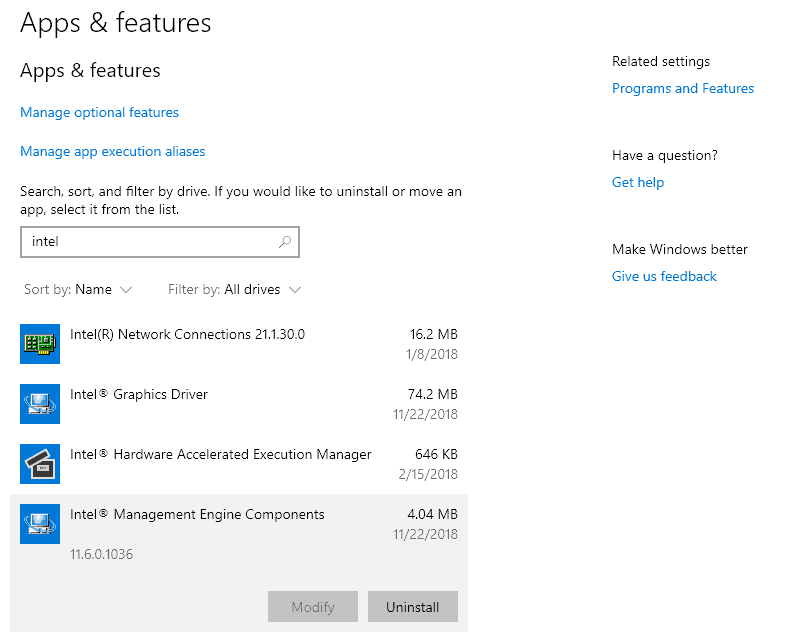 intel management engine components