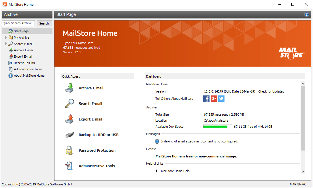 MailStore Home - Free Email Archiving & Backup for Home Users