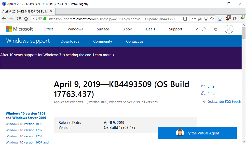 microsoft updates windows april 2019